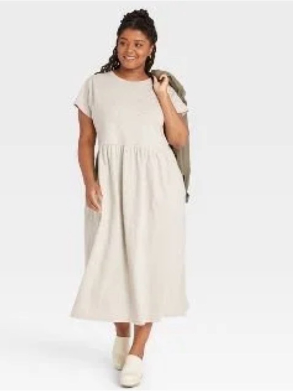 Universal Thread Oatmeal Short-Sleeve T-Shirt Midi Dress
